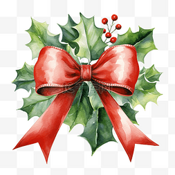 盒子刀模图图片_圣诞冬青花环与红色蝴蝶结
