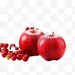 圣诞组合物，桌上有红冬苹果，特