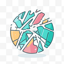 彩色风格化标志，形状为破碎的球