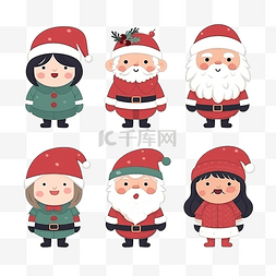 可爱的圣诞人物系列，平面设计