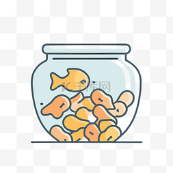 鱼缸矢量图片_有黄色和橙色鱼的鱼缸 向量
