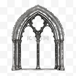 拱门图片_哥特式教堂窗框拱门点画形状轮廓