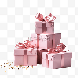 礼品带图片_带有红色缎带的粉色盒子的最小组