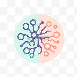 绘图插图图片_圆形平面矢量绘图中的神经网络图
