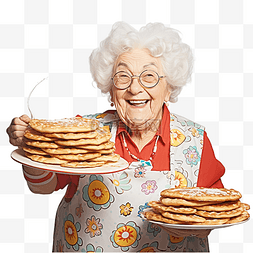有趣的奶奶在节日餐桌上提供新鲜