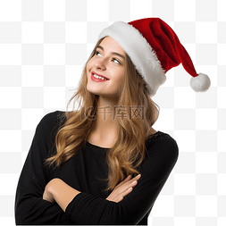 戴着圣诞帽戴着孤立的白色帽子的