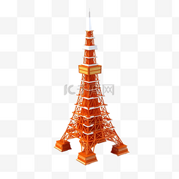 东京塔图片_日本东京塔低多边形模型
