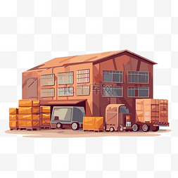 仓储剪贴画大型工业建筑与卡车和