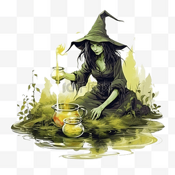 沼泽里的女巫酿造药剂