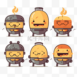 烤架剪贴画 5 个卡通风格的烧烤架