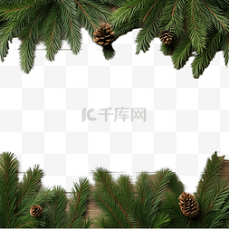 圣诞节平铺图片_圣诞杉树枝平铺在木板上，有复制