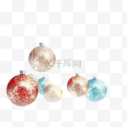 节日圣诞节壁纸，配有彩球和雪花