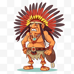 酋长剪贴画卡通印第安酋长卡通人