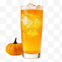万圣节碳酸橙饮料，装在玻璃杯中