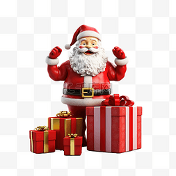 节日应用图片_圣诞老人与红色开放礼品盒空圣诞