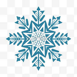 简单雪花的轮廓蓝色雪花图案线性
