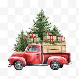 圣诞车运载树圣诞打印用品