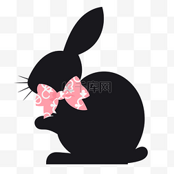 复活节兔子剪影剪贴画黑色兔子与