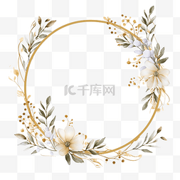 金色花卉圆形框架花环假日散景背