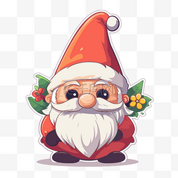 可爱的卡通圣诞老人，有鼻子和胡