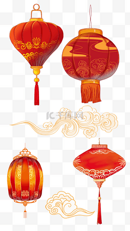 中国新年春节组图竖图灯笼红色