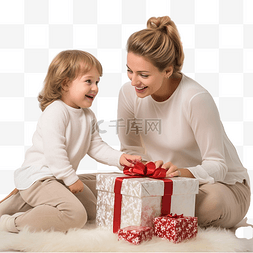 孩子在客厅玩耍图片_小男孩和他的母亲在客厅的圣诞树