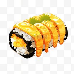 玉子寿司或蛋卷在米饭上彩色插图