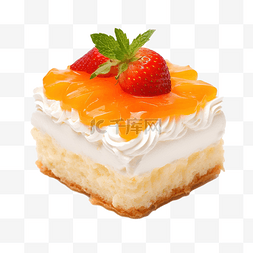 橙色甜点图片_橙色甜点盒，上面有奶油草莓