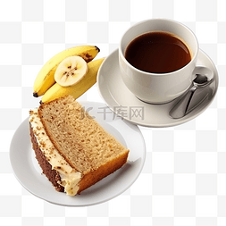 香蕉蛋糕和咖啡隔离