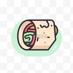 墨西哥卷饼的平面插图 向量