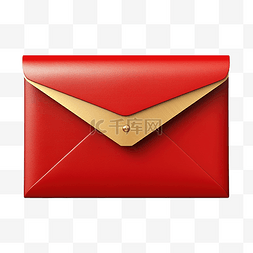 红色卡片装饰图片_红色和金色的信封