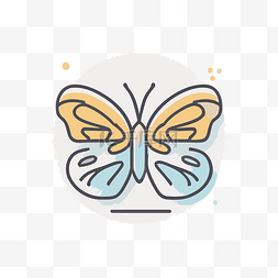 蝴蝶矢量图图片_带有橙色或黄色轮廓设计的线蝴蝶