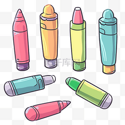 荧光笔剪贴画 四种不同颜色卡通