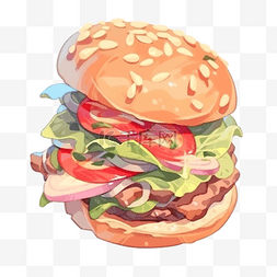 番茄午餐肉图片_美味的肉汉堡