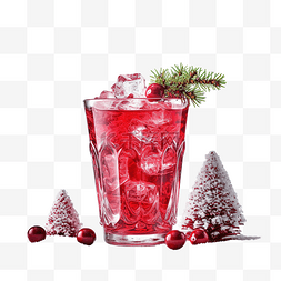 水果饮料图片_一杯红色潘趣酒或红色鸡尾酒，雪