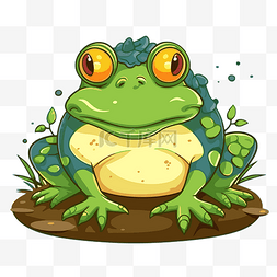 牛蛙可爱图片_可爱的卡通青蛙坐在地上 向量