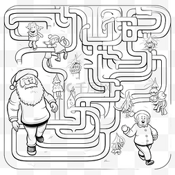 迷宫与圣诞老人与礼物和小男孩着