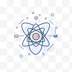 高清图片_带有线条和点的原子集的简单线条