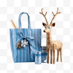 雪图片_圣诞鹿由工艺袋和两根圣诞手杖制