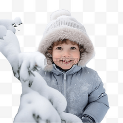 覆盖冰雪图片_冬天冰雪覆盖的圣诞树中有趣的小