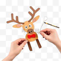 纸手工图片_孩子粘零件圣诞驯鹿 stics 木偶儿