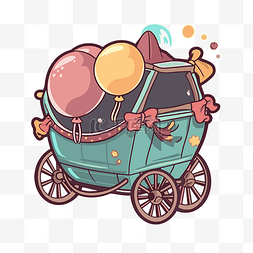 交通图片_卡通马车里载着气球 向量