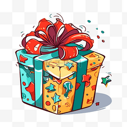圣诞包剪贴画礼品盒与彩色蝴蝶结