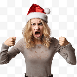 沮丧图片_庆祝圣诞假期的女孩以愤怒的姿态