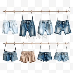 迷你牛仔裤短裤晾衣绳线服装收藏