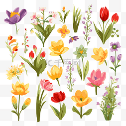 春天的花朵矢量图片_春天的花朵剪贴画春天的花朵和植
