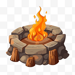 火坑剪贴画卡通火坑上孤立的木树