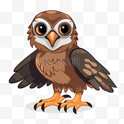 鹰的翅膀卡通图片_鹰剪贴画可爱的卡通插图棕色猫头