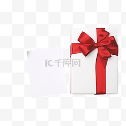 礼品带图片_圣诞礼物，带红色蝴蝶结和白色木