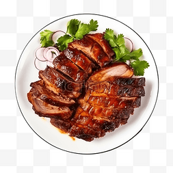 墨西哥肉类食品烤猪腿烤在盘子里